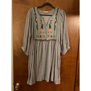 NWT Umgee boho blue embroidered dress Sz L